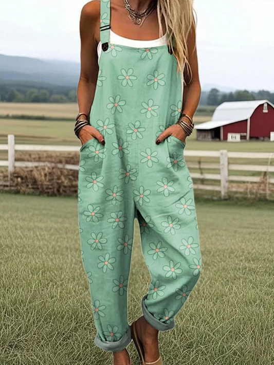 Mono floral vintage de pierna ancha – estilo sin esfuerzo y comodidad todo el día